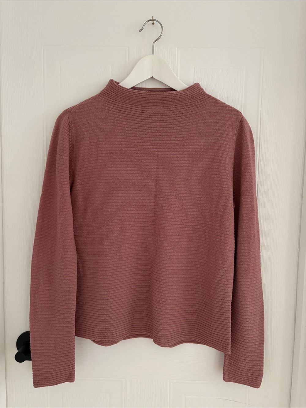 Ribbed Cowl Neck Sweater in Dusty Rose